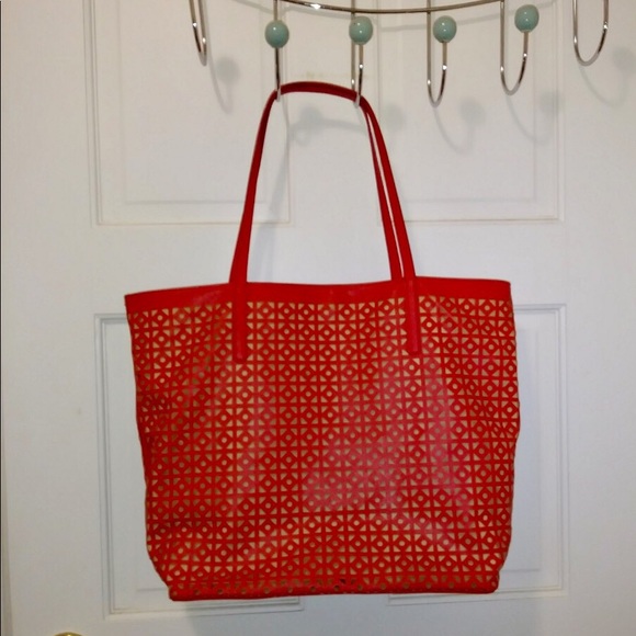 Banana Republic Handbags - Banana Republic Eyelet Orange Tote Leather